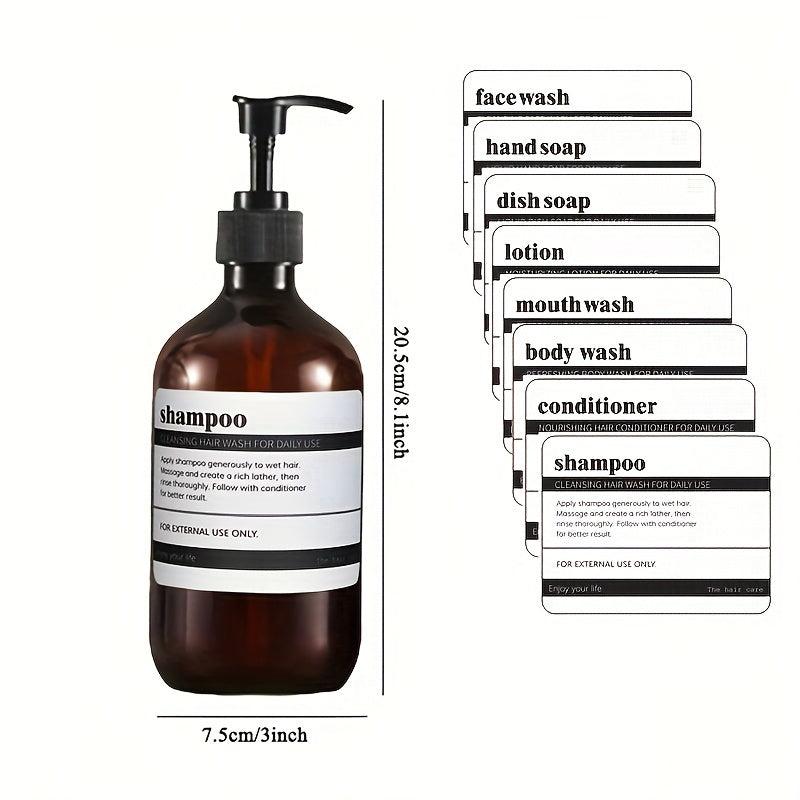 2pcs 500ml Refillable Shampoo & Body Wash Bottles with Labels 16oz Set