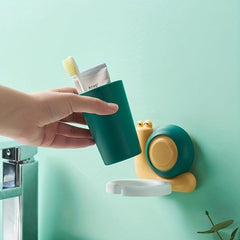 Snail Toothbrush Holder for Kids Wall Mounted Cup & Toothbrush Rack