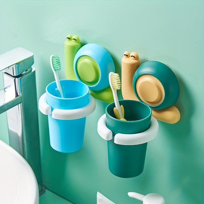 Snail Toothbrush Holder for Kids Wall Mounted Cup & Toothbrush Rack