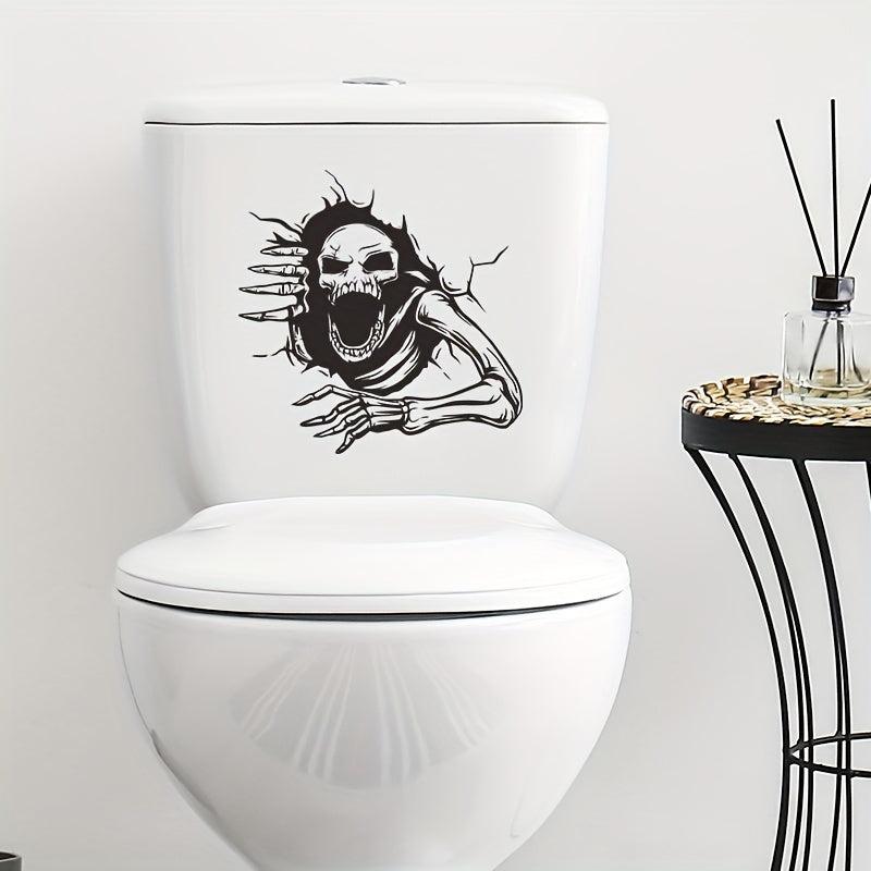 1pc Halloween Skull Toilet Sticker 3D Horror Zombie Bathroom Decal Self Adhesive