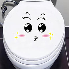 Smiley Face Toilet Stickers Bathroom Decoration Wall Window Stickers