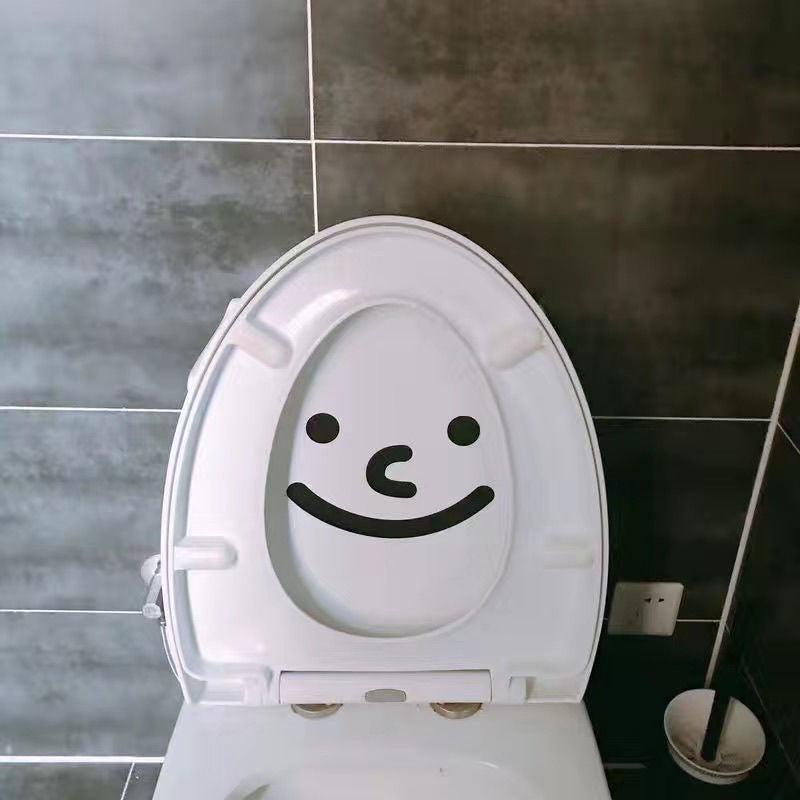 Smiley Face Toilet Stickers Bathroom Decoration Wall Window Stickers