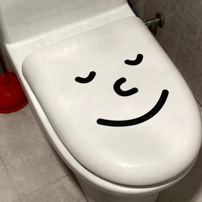 Smiley Face Toilet Stickers Bathroom Decoration Wall Window Stickers