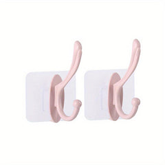 2 Pack Dual Hanger Wall Hooks No Drill Adhesive Resistant Hooks
