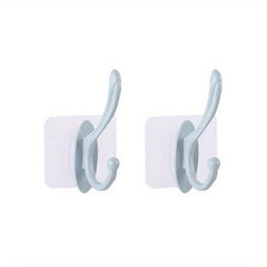 2 Pack Dual Hanger Wall Hooks No Drill Adhesive Resistant Hooks