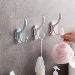 2 Pack Dual Hanger Wall Hooks No Drill Adhesive Resistant Hooks