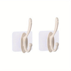 2 Pack Dual Hanger Wall Hooks No Drill Adhesive Resistant Hooks