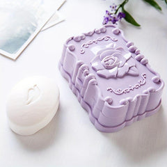 Waterproof Rose Carved Soap Dish with Lid Bathroom Drain Soap Holder