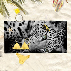 Leopard Print Beach Towel, Soft Microfiber, Absorbent & Sun-prote
