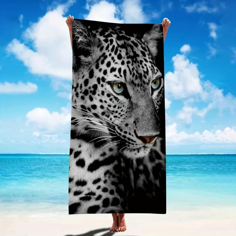 Leopard Print Beach Towel, Soft Microfiber, Absorbent & Sun-prote