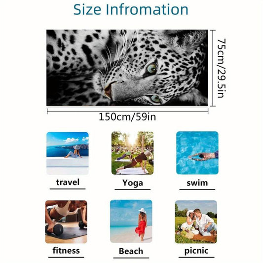 Leopard Print Beach Towel, Soft Microfiber, Absorbent & Sun-prote