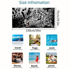 Leopard Print Beach Towel, Soft Microfiber, Absorbent & Sun-prote