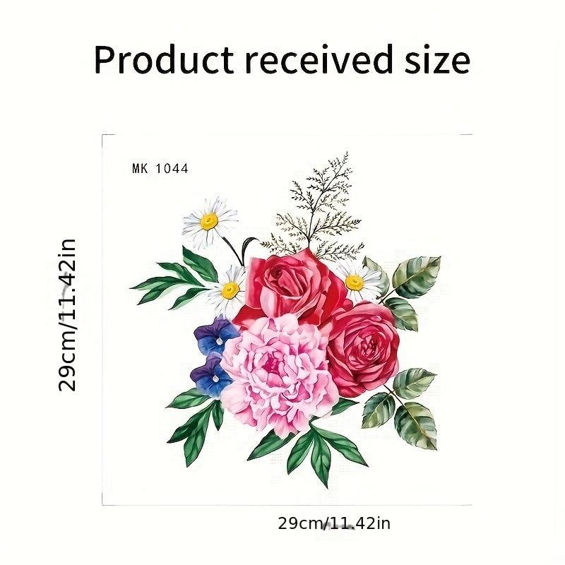Flower Pattern Toilet Lid Decal Self Adhesive Waterproof Sticker