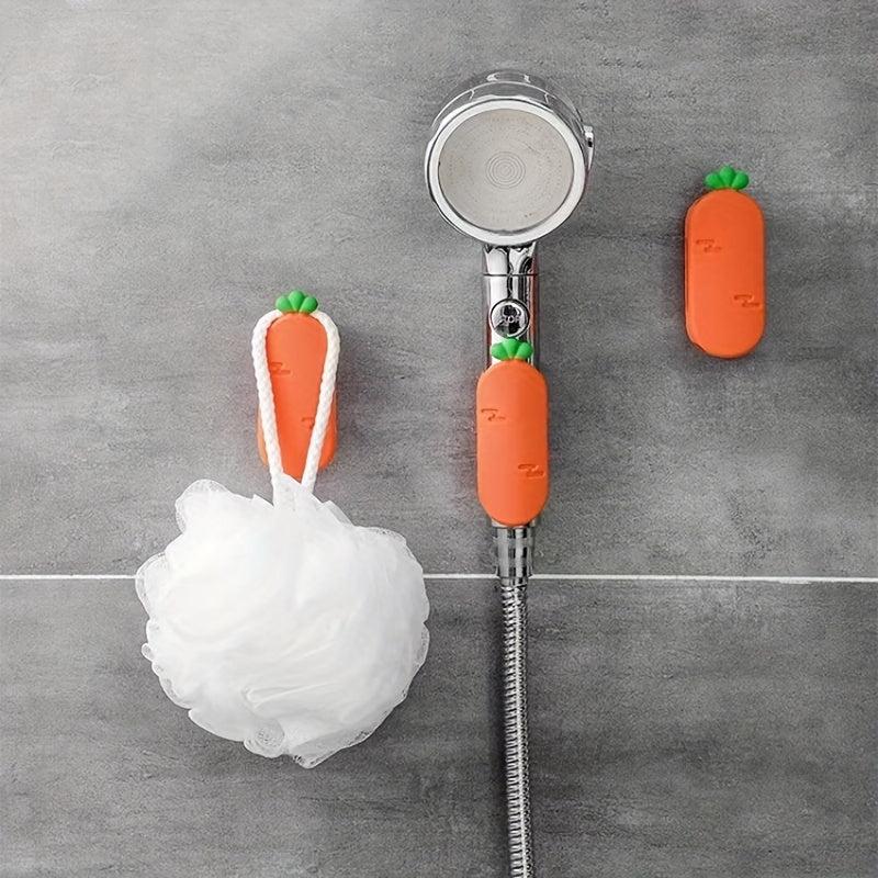 Carrot Shower Head Rack Suction Cup Holder Bathroom Fixer