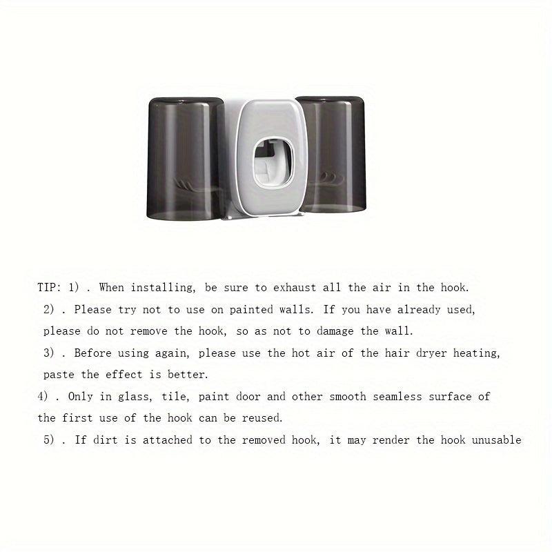 Wall Mounted Toothbrush Holder Set with Automatic Toothpaste Squeeze