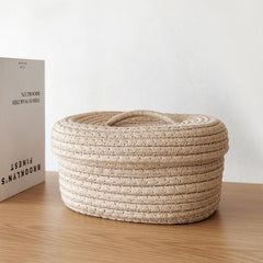 Cotton Thread Braided Storage Box with Lid