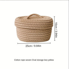 Cotton Thread Braided Storage Box with Lid