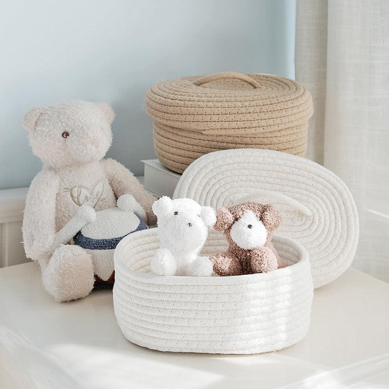 Cotton Thread Braided Storage Box with Lid