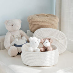 Cotton Thread Braided Storage Box with Lid