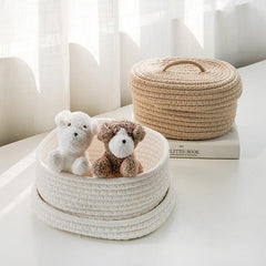 Cotton Thread Braided Storage Box with Lid