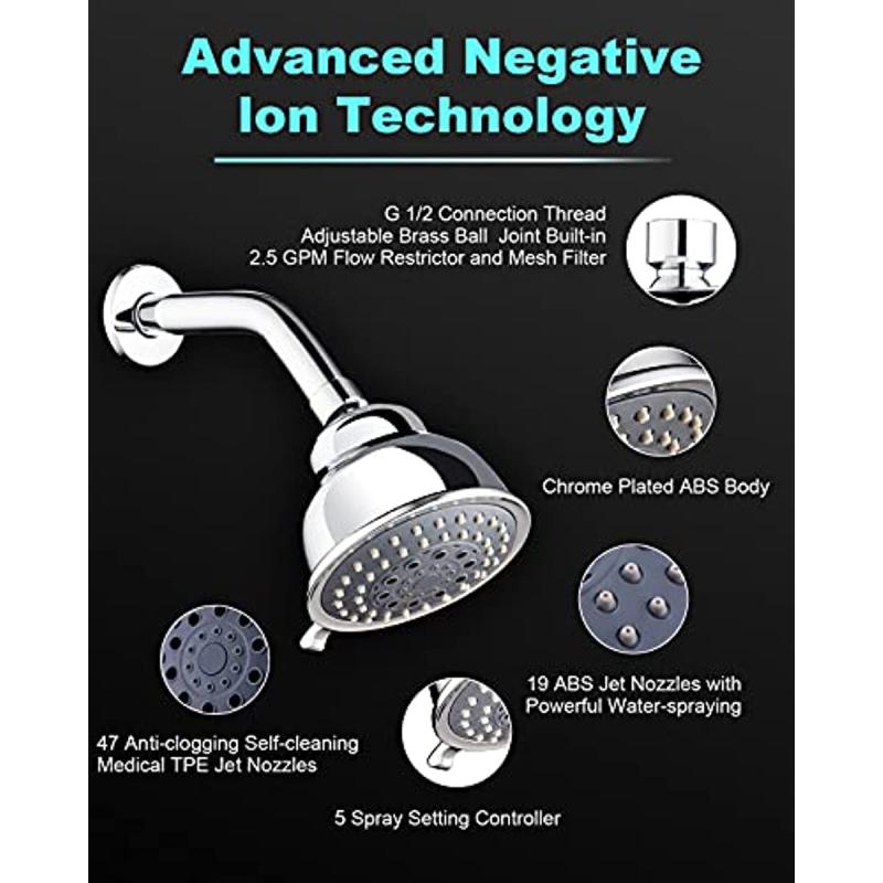 10 16 Cm Detachable High Pressure Rain Shower Head 5 Spray Settings