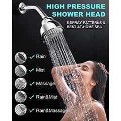 10 16 Cm Detachable High Pressure Rain Shower Head 5 Spray Settings