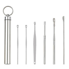 6pcs Stainless Steel Ear Pick Keychain Portable Ear Spoon