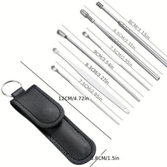 6pcs Stainless Steel Ear Pick Keychain Portable Ear Spoon