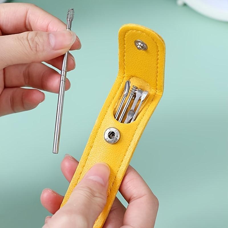 6pcs Stainless Steel Ear Pick Keychain Portable Ear Spoon