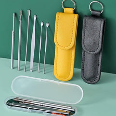 6pcs Stainless Steel Ear Pick Keychain Portable Ear Spoon
