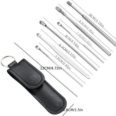 6pcs Stainless Steel Ear Pick Keychain Portable Ear Spoon