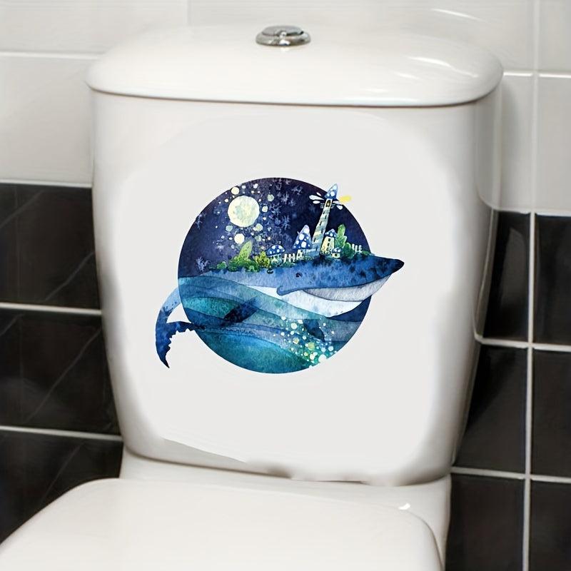 Cartoon Whale Toilet Decoration Sticker Bathroom Waterproof Decal