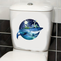 Cartoon Whale Toilet Decoration Sticker Bathroom Waterproof Decal