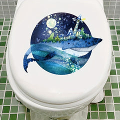 Cartoon Whale Toilet Decoration Sticker Bathroom Waterproof Decal