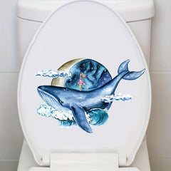 Cartoon Whale Toilet Decoration Sticker Bathroom Waterproof Decal
