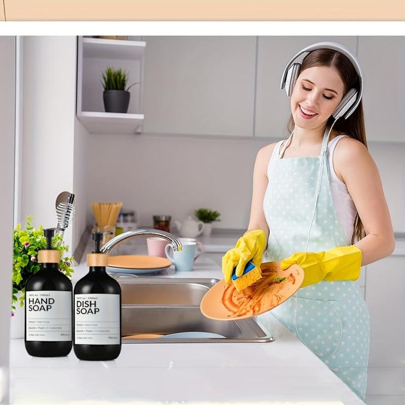 3pcs Shower Soap Dispenser Bottle With Label Countertop Lotion Bottle