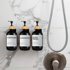 3pcs Shower Soap Dispenser Bottle With Label Countertop Lotion Bottle