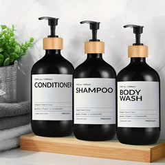 3pcs Shower Soap Dispenser Bottle With Label Countertop Lotion Bottle