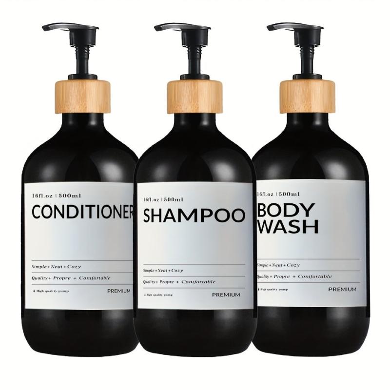 3pcs Shower Soap Dispenser Bottle With Label Countertop Lotion Bottle
