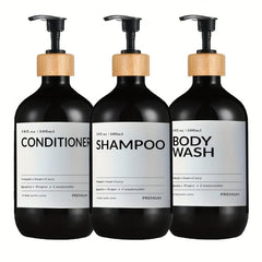 3pcs Shower Soap Dispenser Bottle With Label Countertop Lotion Bottle