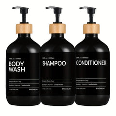 3pcs Shower Soap Dispenser Bottle With Label Countertop Lotion Bottle