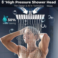 High Pressure 20 Rain Shower Head with Handheld Shower, 149 Hose, 3 Way Diverter
