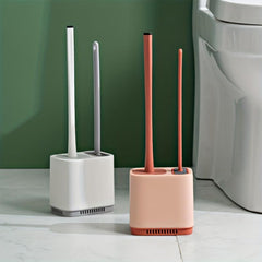 Long Handle Toilet Bowl Brush and Holder Wall Mounted Bathroom Accessory