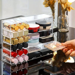 Grid Makeup Storage Box Transparent Desktop Organizer