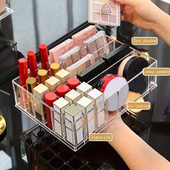 Grid Makeup Storage Box Transparent Desktop Organizer