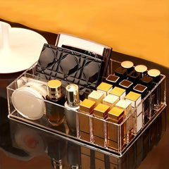 Grid Makeup Storage Box Transparent Desktop Organizer