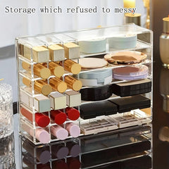 Grid Makeup Storage Box Transparent Desktop Organizer
