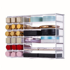 Grid Makeup Storage Box Transparent Desktop Organizer