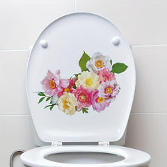 Tropical Green Plants Sticker Leaves Flowers Pattern Toilet Stickers