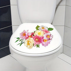 Tropical Green Plants Sticker Leaves Flowers Pattern Toilet Stickers